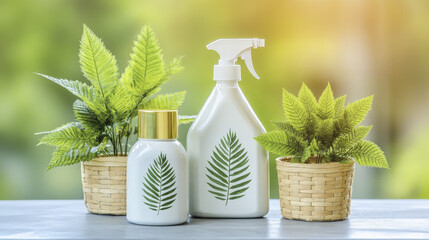 Plakat Eco-friendly home cleaning, cleaning products made from natural ingredients, safe for children, pets and plants. Ideal for a healthy lifestyle and chemical-free home care with green ingredients