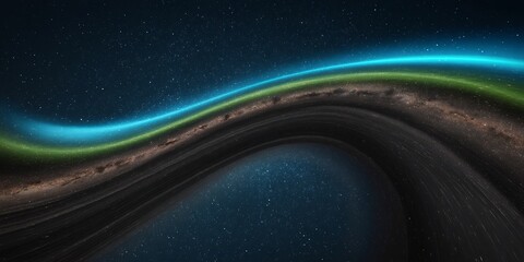 Glowing curved lines traveling through space