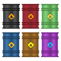 Barrels of oil multicolors vector digital concept illustration icons
