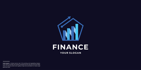 finance logo. financial growth chart logo design vector on dark background.