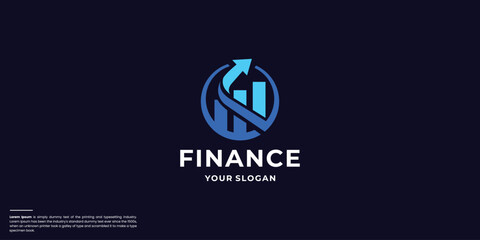 Circle progress logo design with financial logo creative arrow and diagram investment.