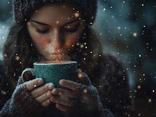woman with coffee mug indoors cozy morning scene