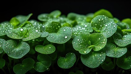 Dewy Green Microgreens Closeup.