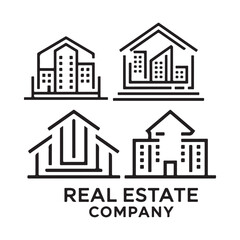Real Estate Company Logo Set Minimalist Building Designs for Property and Construction Businesses Illustration