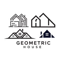 Geometric House Logo Designs Modern Real Estate and Architectural Branding for Property Development and Construction