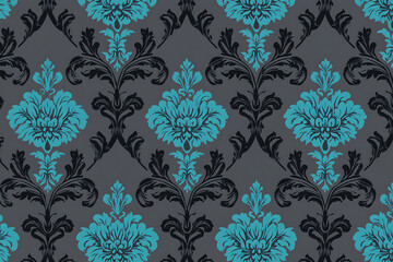 Seamless vintage floral damask pattern design