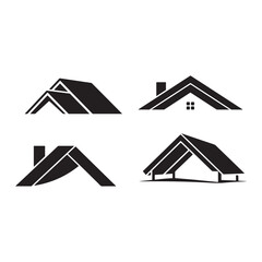 Abstract Roof Silhouette Collection Architectural Design Elements for Real Estate Branding and Construction Projects