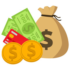 Money bag with dollar sign and concept economy graphic vector