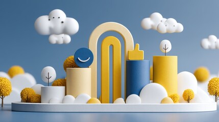 Business growth concept, visualized with elements representing client satisfaction, positive feedback, and successful service support systems driving client success