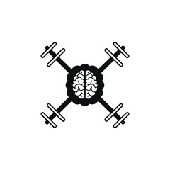 Obraz premium Brain and Dumbbells Fitness Logo
