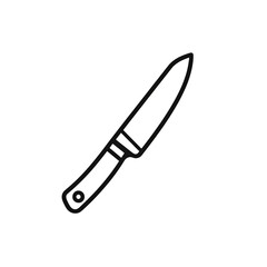 Fototapeta premium A kitchen knife, simple black outline, minimalist style, transparent background