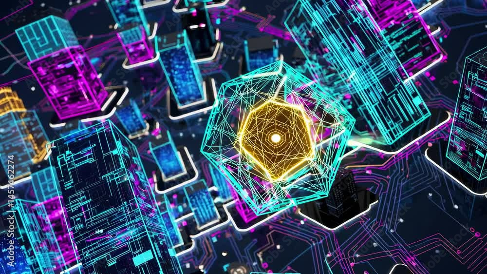 Aufkleber conceptual futuristic depiction of information technology incorporating internet of things, iot, big