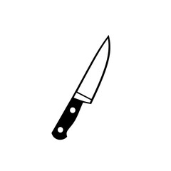 Flat icon of a kitchen knife, simple black outline, minimalist style, transparent background
