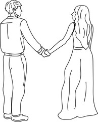 Pulling Closer in Love — Couple Line Drawing Concept