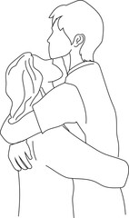 Side Hug from Behind &mdash; Affectionate Couple Drawing