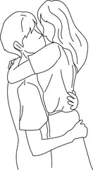 Man Lifting Woman in Happy Embrace — Sketch Style Love