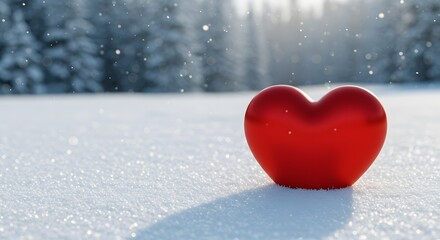Fototapeta premium Heart in Snow Winter Forest Love Symbol