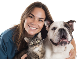 Free photo a veterinary with dog and cat