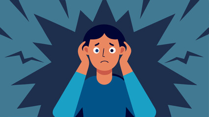 Anxiety Attack An individual in a corner with wide eyes hands on their head surrounded by jagged lines representing panic illustrating an anxiety attack.