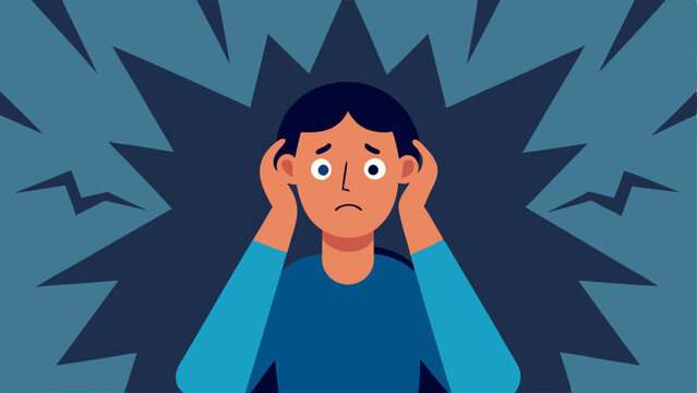 Anxiety Attack An individual in a corner with wide eyes hands on their head surrounded by jagged lines representing panic illustrating an anxiety attack.