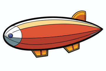 Obraz premium Cartoon Airship Blimp Illustration In Orange And Yellow Isolated On White