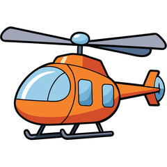 Cartoon Orange Helicopter Illustration Aircraft Vehicle Isolated On White Background