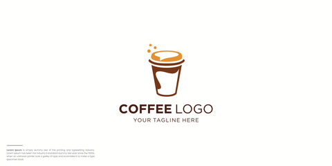 minimal coffee logo with chat icon symbol.