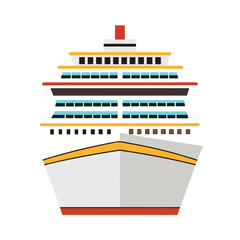 Flat Vector Illustration Of A Cruise Ship Bow Isolated On White Background