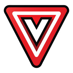 Isolated Red Yield Road Sign Vector Illustration Safety Symbol Design