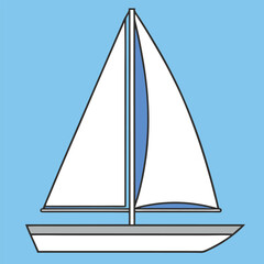 Simple Yacht Illustration Against Light Blue Background Nautical Vessel Clipart