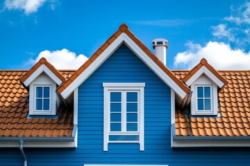 The USA is home to a luxury American single family home neighborhood that features pacific blue vinyl horizontal siding, as well as a colonial white gutter guard system, fascia, drip edge, and soffit