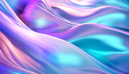 Formas abstractas fluidas en tonos de azul, púrpura y rosa, semejando olas o tela en movimiento.Sinfonía fluida de color y movimiento, evocando serenidad y abstracción onírica en movimiento.