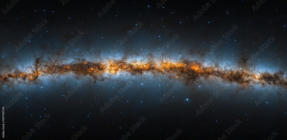 Poster a 360-degree equirectangular projection environment map forms the space background, complete with a 