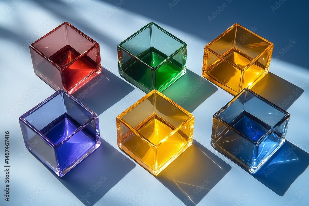 Aufkleber a sophisticated abstract background comprising glass geometric forms and prisms that create a light 