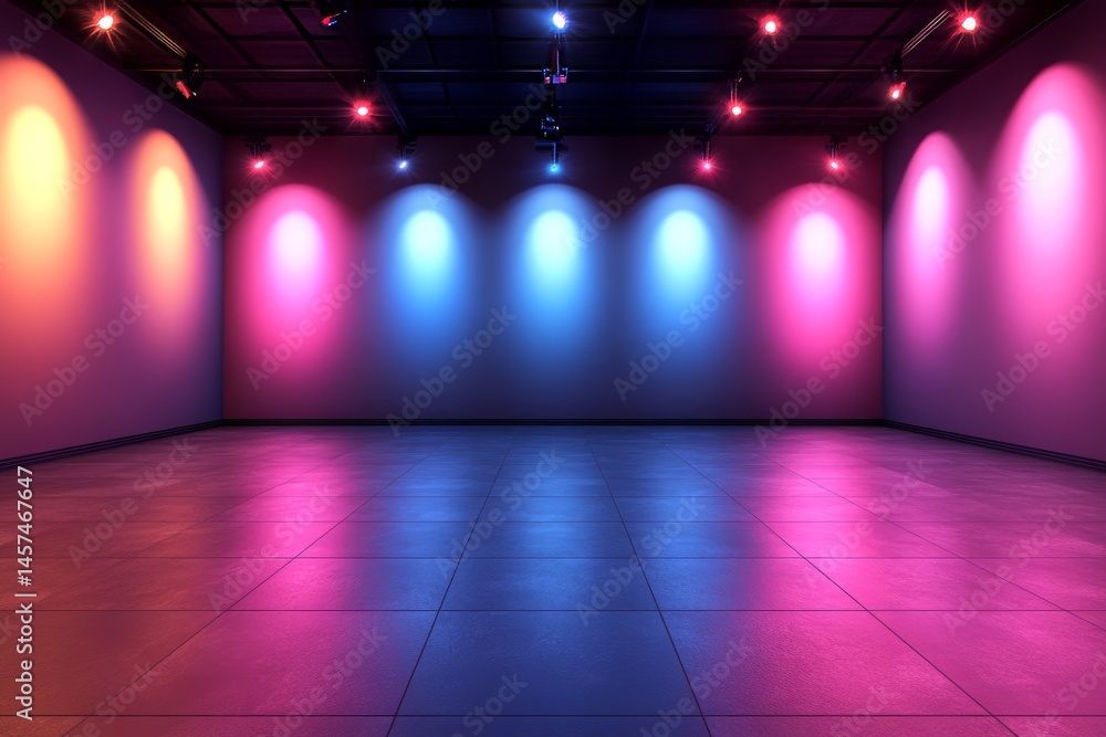 Poster neon lights that move quickly form a futuristic technology setting with an abstract effect of speedy