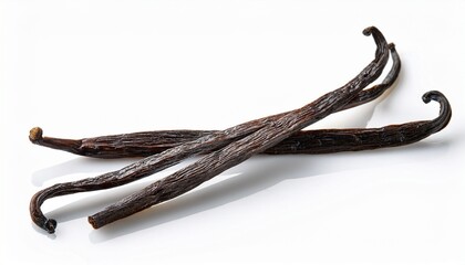 dried vanilla stick on white background