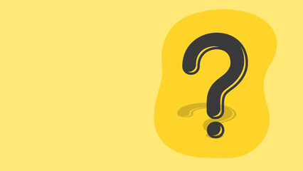 Large black question mark with shadow on a yellow background