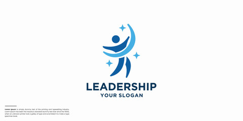 Fototapeta premium Leadership logo concept. Success people logo template design.