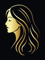 Beauty salon logo, female gold logo, minimalistic gold logo for a beauty salon. Vector illustration