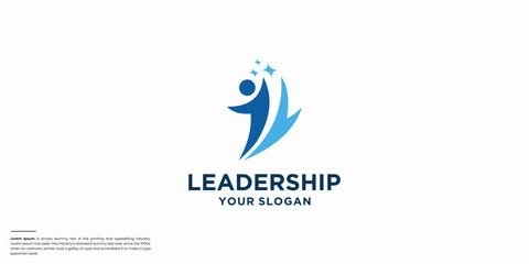 Success people logo template. Leadership logo concept. Healthy life vector illustration.
