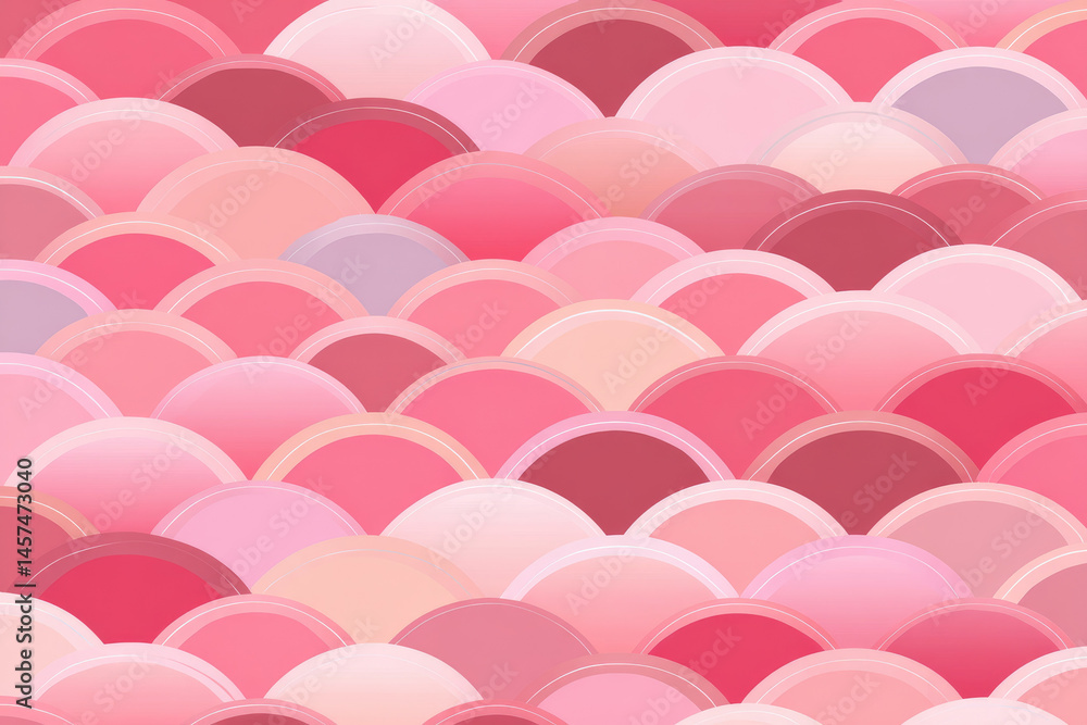 Poster seamless pattern of overlapping pink and red semicircles creates subtle and sweet japanese inspired 
