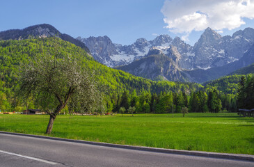 Scenic summer landscape of Triglav National Park, Julian Alps, Europe	
