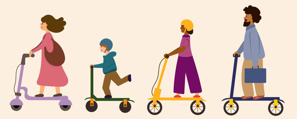 People set on electric scooters