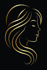 Beauty salon logo, female gold logo, minimalistic gold logo for a beauty salon. Vector illustration