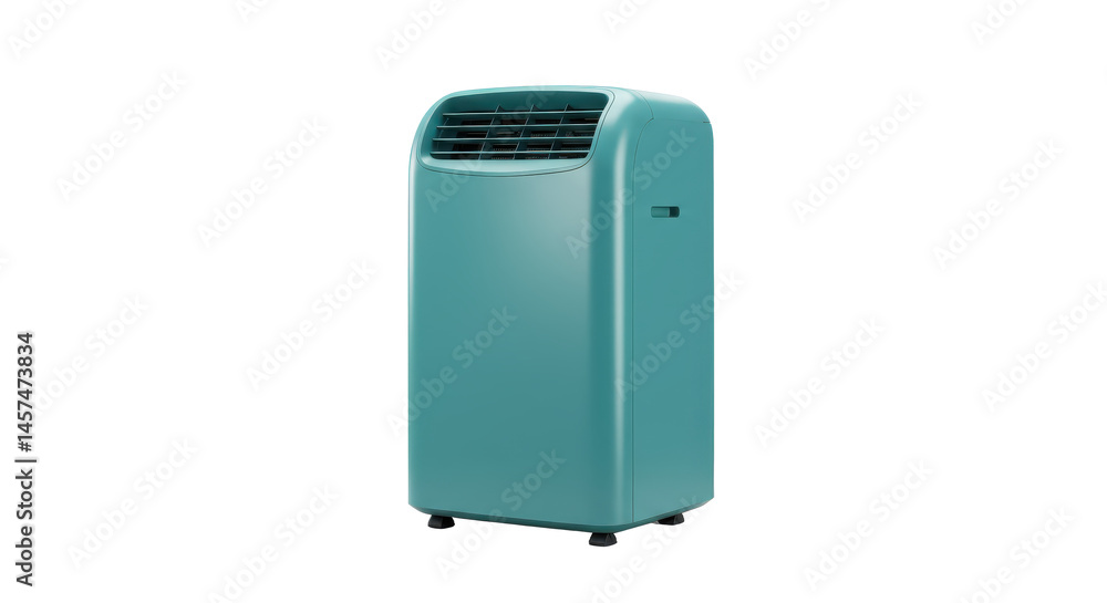 Aufkleber a turquoise trash can with a silver top stands against a gray background in a studio setting for a p