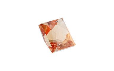 Garnet with rutile inclusions faceted old mine cut stone mineral macro photography on white...