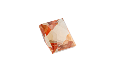 Garnet with rutile inclusions faceted old mine cut stone mineral macro photography on white isolated background close up