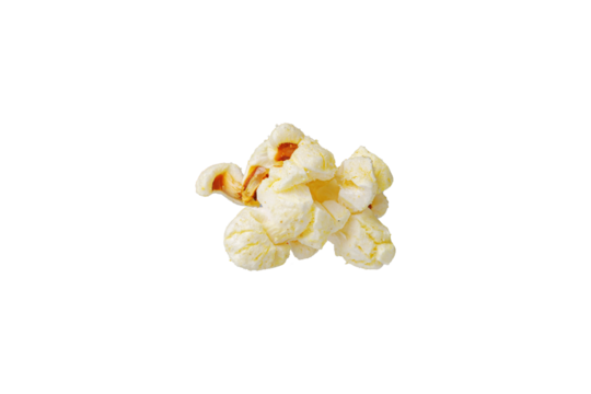 macro popcorn on isolated and white background close up