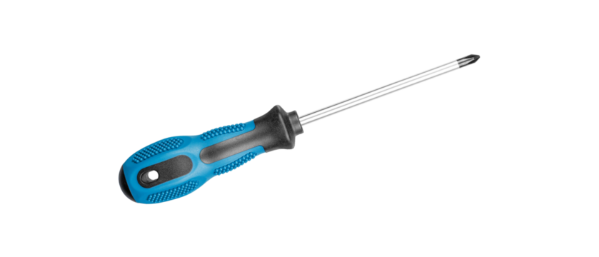 Philips screwdrivers blue color on isolated white background close-up