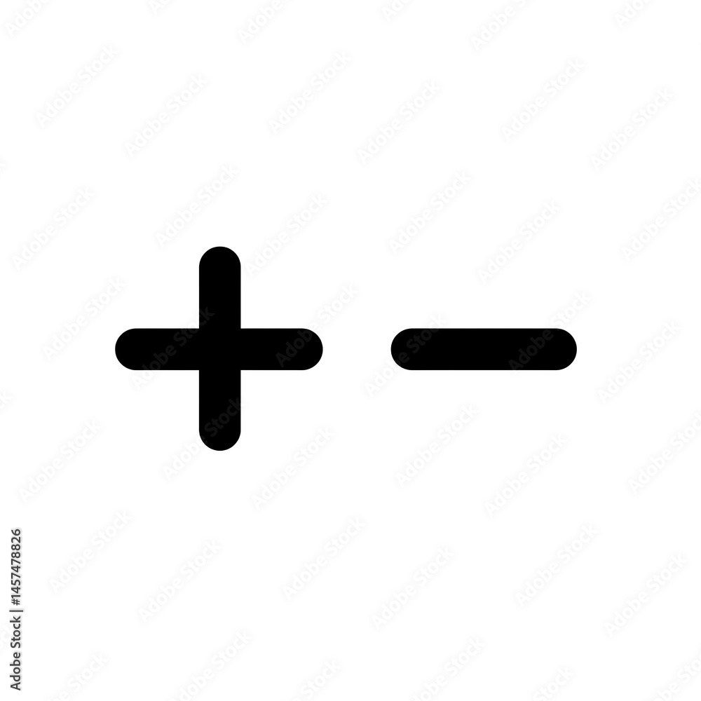 Poster plus and minus symbols simple black icons design for website app interface